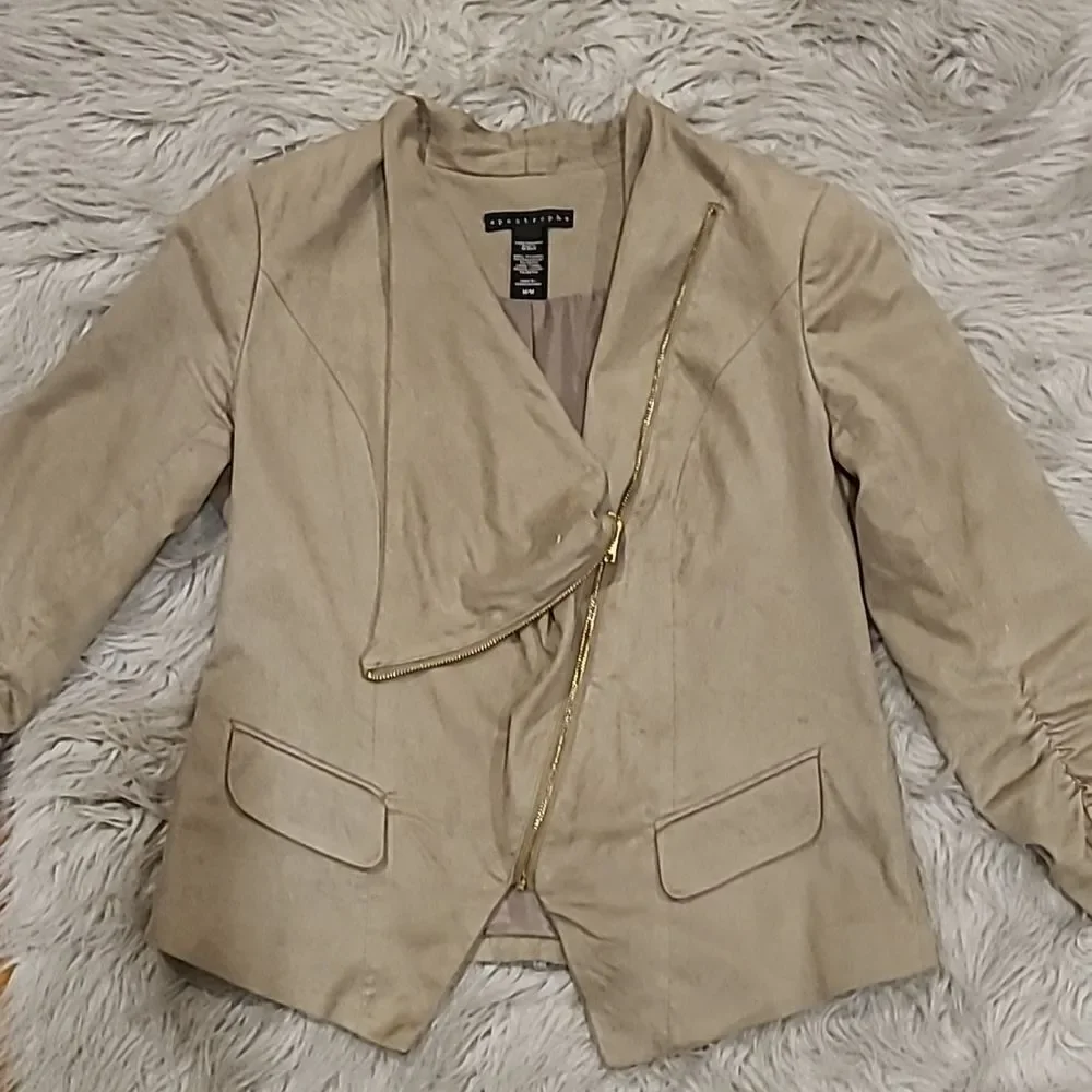 Apostrophe womens ran suade zip up blazer size medium‎